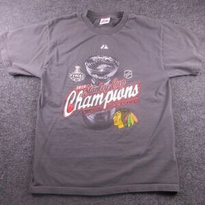 Chicago Blackhawks Shirt Mens Medium NHL Hockey Majestic 2010 Stanley Cup Champs